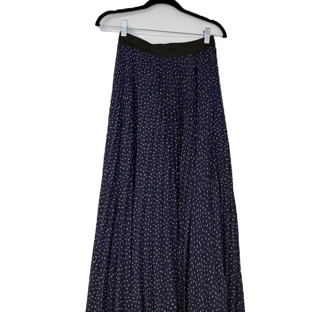 Women’s Large Blue Pleated Maxi Skirt polka dot